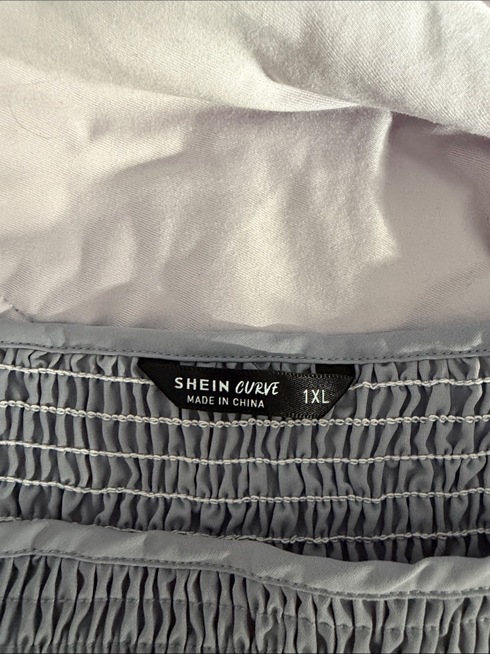 SHEIN Curve Grey Smocked Bandeau Top